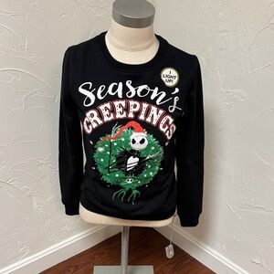 Disney Black "Season's Creepings" Light-Up Sweatshirt with Green Wreath